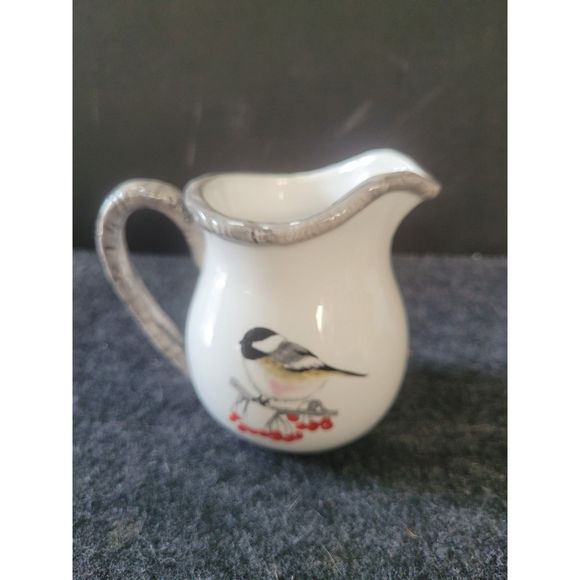 RARE Vintage Kate Williams Winter Chickadee Creamer Global Design Connections - Picture 3 of 5